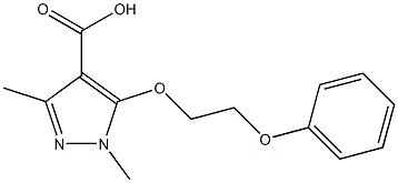 1,3-dimethyl-5-(2-phenoxyethoxy)-1H-pyrazole-4-carboxylic acid Struktur