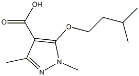 1,3-dimethyl-5-(3-methylbutoxy)-1H-pyrazole-4-carboxylic acid Struktur