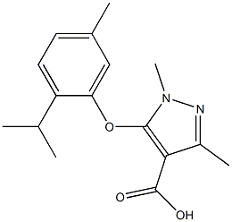 1,3-dimethyl-5-[5-methyl-2-(propan-2-yl)phenoxy]-1H-pyrazole-4-carboxylic acid Struktur