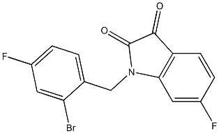 1-[(2-bromo-4-fluorophenyl)methyl]-6-fluoro-2,3-dihydro-1H-indole-2,3-dione Struktur