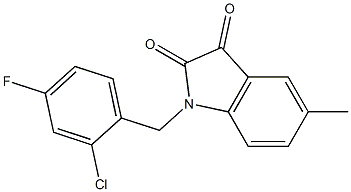 1-[(2-chloro-4-fluorophenyl)methyl]-5-methyl-2,3-dihydro-1H-indole-2,3-dione Struktur