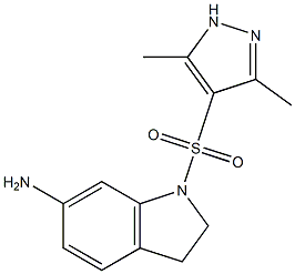 1-[(3,5-dimethyl-1H-pyrazole-4-)sulfonyl]-2,3-dihydro-1H-indol-6-amine Struktur