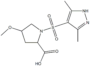 1-[(3,5-dimethyl-1H-pyrazole-4-)sulfonyl]-4-methoxypyrrolidine-2-carboxylic acid Struktur