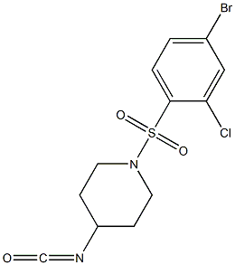 1-[(4-bromo-2-chlorobenzene)sulfonyl]-4-isocyanatopiperidine Struktur