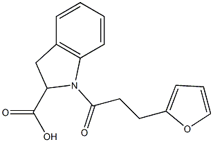 1-[3-(furan-2-yl)propanoyl]-2,3-dihydro-1H-indole-2-carboxylic acid Struktur