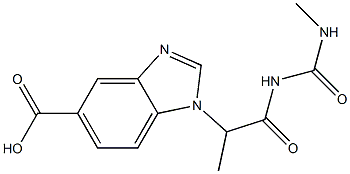 1-{1-methyl-2-[(methylcarbamoyl)amino]-2-oxoethyl}-1H-1,3-benzodiazole-5-carboxylic acid Struktur