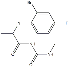 1-{2-[(2-bromo-4-fluorophenyl)amino]propanoyl}-3-methylurea Struktur