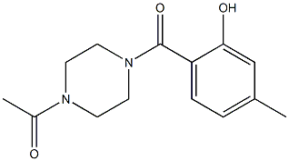 1-{4-[(2-hydroxy-4-methylphenyl)carbonyl]piperazin-1-yl}ethan-1-one Struktur