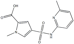 1-methyl-4-[(6-methylpyridin-2-yl)sulfamoyl]-1H-pyrrole-2-carboxylic acid Struktur