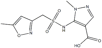 1-methyl-5-[(5-methyl-1,2-oxazol-3-yl)methanesulfonamido]-1H-pyrazole-4-carboxylic acid Struktur