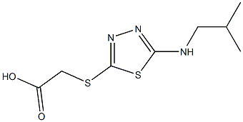 2-({5-[(2-methylpropyl)amino]-1,3,4-thiadiazol-2-yl}sulfanyl)acetic acid Struktur