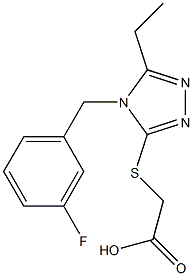 2-({5-ethyl-4-[(3-fluorophenyl)methyl]-4H-1,2,4-triazol-3-yl}sulfanyl)acetic acid Struktur