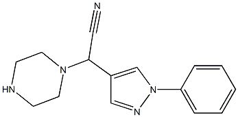 2-(1-phenyl-1H-pyrazol-4-yl)-2-(piperazin-1-yl)acetonitrile Struktur