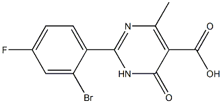 2-(2-bromo-4-fluorophenyl)-4-methyl-6-oxo-1,6-dihydropyrimidine-5-carboxylic acid Struktur