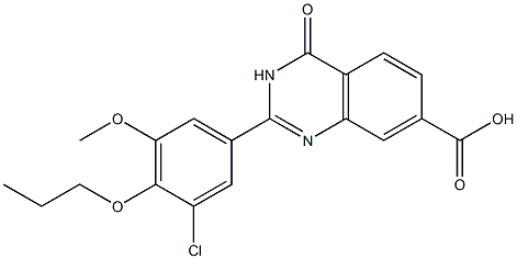 2-(3-chloro-5-methoxy-4-propoxyphenyl)-4-oxo-3,4-dihydroquinazoline-7-carboxylic acid Struktur