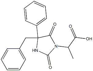 2-(4-benzyl-2,5-dioxo-4-phenylimidazolidin-1-yl)propanoic acid Struktur