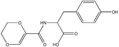 2-(5,6-dihydro-1,4-dioxin-2-ylformamido)-3-(4-hydroxyphenyl)propanoic acid Struktur