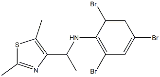 2,4,6-tribromo-N-[1-(2,5-dimethyl-1,3-thiazol-4-yl)ethyl]aniline Struktur