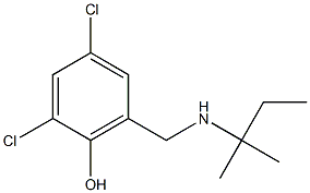 2,4-dichloro-6-{[(2-methylbutan-2-yl)amino]methyl}phenol Struktur