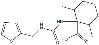 2,6-dimethyl-1-{[(thiophen-2-ylmethyl)carbamoyl]amino}cyclohexane-1-carboxylic acid Struktur