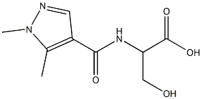 2-[(1,5-dimethyl-1H-pyrazol-4-yl)formamido]-3-hydroxypropanoic acid Struktur