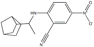 2-[(1-{bicyclo[2.2.1]heptan-2-yl}ethyl)amino]-5-nitrobenzonitrile Struktur