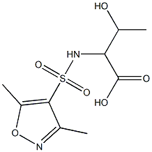 2-[(3,5-dimethyl-1,2-oxazole-4-)sulfonamido]-3-hydroxybutanoic acid Struktur