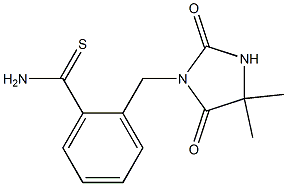 2-[(4,4-dimethyl-2,5-dioxoimidazolidin-1-yl)methyl]benzenecarbothioamide Struktur