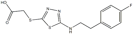 2-[(5-{[2-(4-fluorophenyl)ethyl]amino}-1,3,4-thiadiazol-2-yl)sulfanyl]acetic acid Struktur