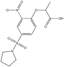 2-[2-nitro-4-(pyrrolidin-1-ylsulfonyl)phenoxy]propanoic acid Struktur