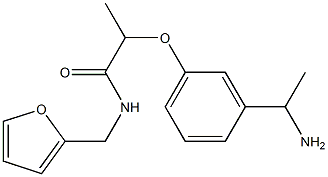 2-[3-(1-aminoethyl)phenoxy]-N-(furan-2-ylmethyl)propanamide Struktur