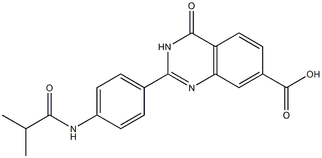 2-[4-(2-methylpropanamido)phenyl]-4-oxo-3,4-dihydroquinazoline-7-carboxylic acid Struktur