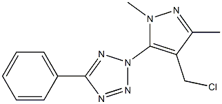 2-[4-(chloromethyl)-1,3-dimethyl-1H-pyrazol-5-yl]-5-phenyl-2H-1,2,3,4-tetrazole Struktur