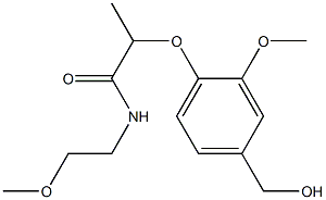 2-[4-(hydroxymethyl)-2-methoxyphenoxy]-N-(2-methoxyethyl)propanamide Struktur