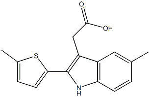 2-[5-methyl-2-(5-methylthiophen-2-yl)-1H-indol-3-yl]acetic acid Struktur