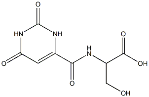 2-{[(2,6-dioxo-1,2,3,6-tetrahydropyrimidin-4-yl)carbonyl]amino}-3-hydroxypropanoic acid Struktur