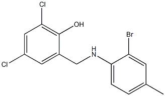 2-{[(2-bromo-4-methylphenyl)amino]methyl}-4,6-dichlorophenol Struktur