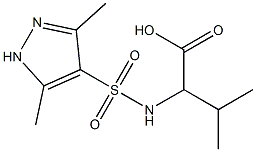 2-{[(3,5-dimethyl-1H-pyrazol-4-yl)sulfonyl]amino}-3-methylbutanoic acid Struktur