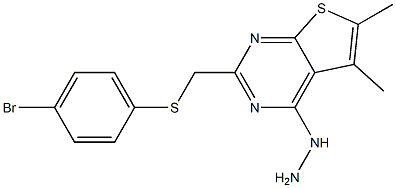 2-{[(4-bromophenyl)thio]methyl}-4-hydrazino-5,6-dimethylthieno[2,3-d]pyrimidine Struktur