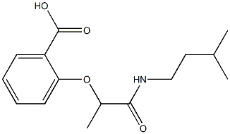 2-{1-[(3-methylbutyl)carbamoyl]ethoxy}benzoic acid Struktur