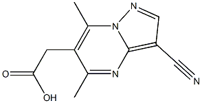 2-{3-cyano-5,7-dimethylpyrazolo[1,5-a]pyrimidin-6-yl}acetic acid Struktur