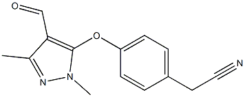 2-{4-[(4-formyl-1,3-dimethyl-1H-pyrazol-5-yl)oxy]phenyl}acetonitrile Struktur