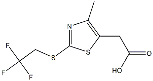 2-{4-methyl-2-[(2,2,2-trifluoroethyl)sulfanyl]-1,3-thiazol-5-yl}acetic acid Struktur