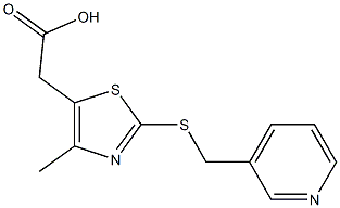 2-{4-methyl-2-[(pyridin-3-ylmethyl)sulfanyl]-1,3-thiazol-5-yl}acetic acid Struktur