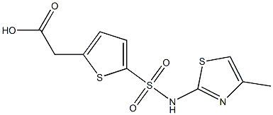 2-{5-[(4-methyl-1,3-thiazol-2-yl)sulfamoyl]thiophen-2-yl}acetic acid Struktur