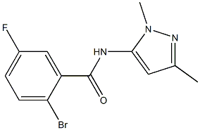 2-bromo-N-(1,3-dimethyl-1H-pyrazol-5-yl)-5-fluorobenzamide Struktur