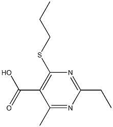 2-ethyl-4-methyl-6-(propylthio)pyrimidine-5-carboxylic acid Struktur