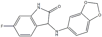 3-(2H-1,3-benzodioxol-5-ylamino)-6-fluoro-2,3-dihydro-1H-indol-2-one Struktur