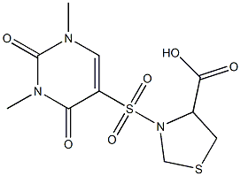 3-[(1,3-dimethyl-2,4-dioxo-1,2,3,4-tetrahydropyrimidine-5-)sulfonyl]-1,3-thiazolidine-4-carboxylic acid Struktur