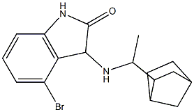 3-[(1-{bicyclo[2.2.1]heptan-2-yl}ethyl)amino]-4-bromo-2,3-dihydro-1H-indol-2-one Struktur